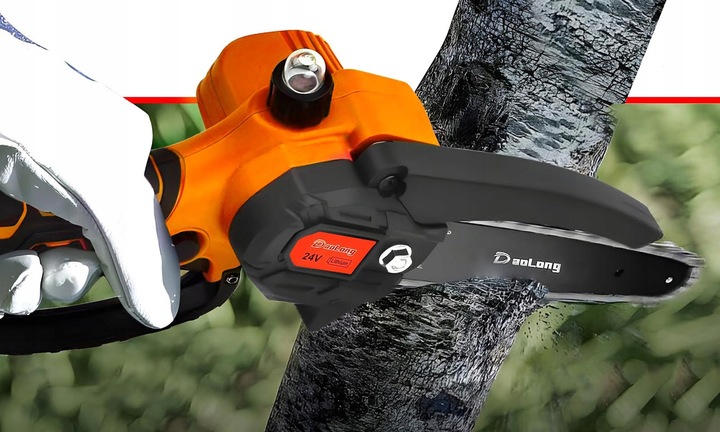 Piła Łańcuchowa Akumulatorowa 6" Do Gałęzi Drewna 2x Akumulator Wydajna