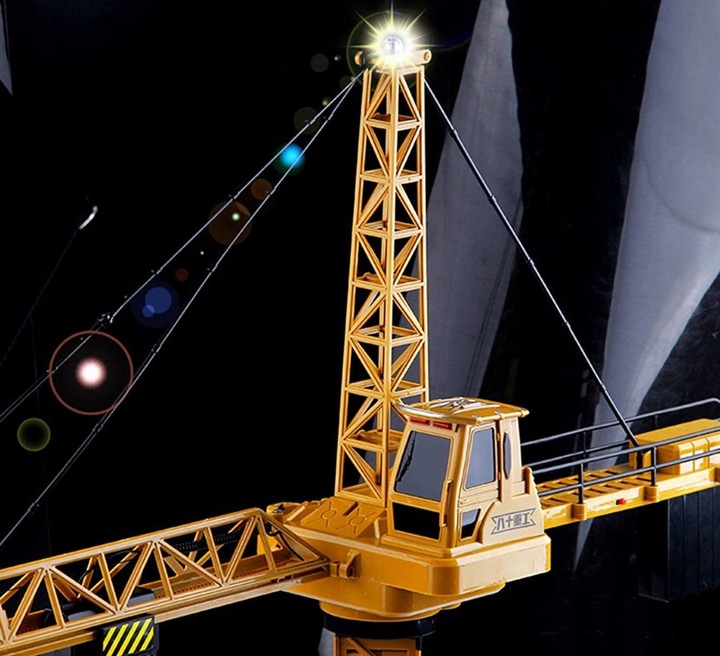 Mega Dźwig Żuraw Budowlany RC Zdalnie Sterowany 128cm na Pilot + Kask LED