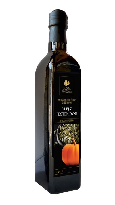 Olej z pestek dyni 500ml zimnotłoczony 100% świeży z polskich pestek