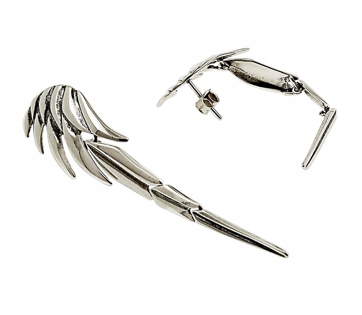 KOLCZYKI SREBRNE 925 WISZĄCE SKRZYDŁA ANIOŁA DŁUGIE OKAZAŁE SREBRO 925