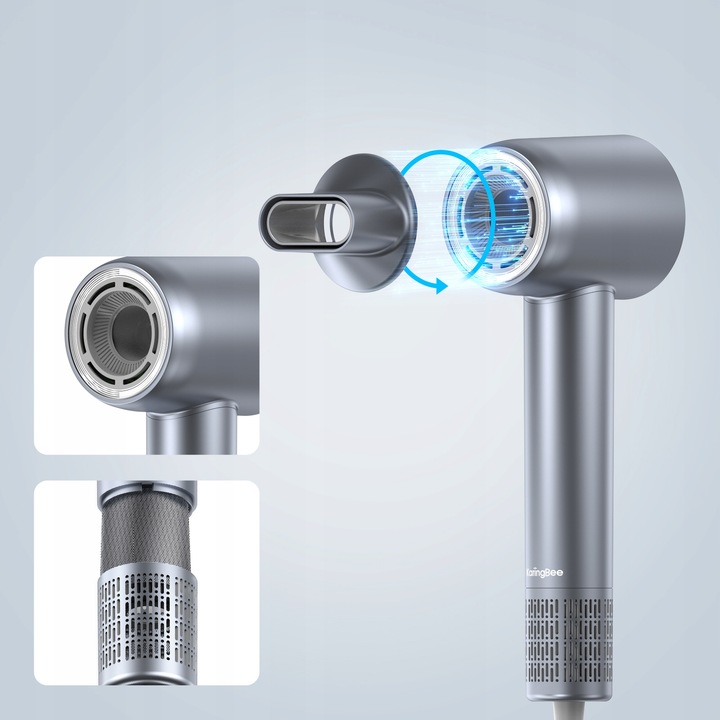 Mocna Suszarka do Włosów Karingbee HS01 Jonizacja 1500W szary