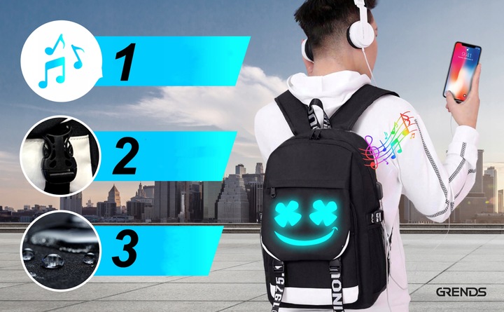 PLECAK SZKOLNY MŁODZIEŻOWY ŚWIECĄCY TORNISTER ODBLASKOWY USB TORBA PIÓRNIK