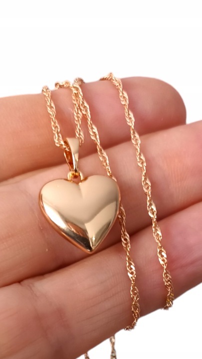 Złoty naszyjnik stal chirurgiczna serce J82