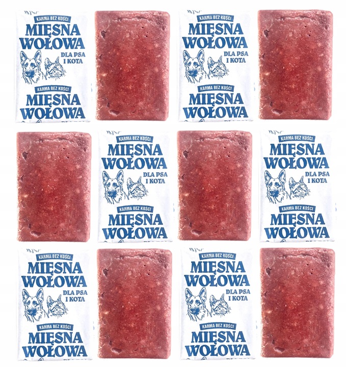 MIĘSO MROŻONE DLA PSA WOŁOWE BEZ KOŚCI 100% 10KG BARF KOSTKI KARMA WOŁOWA