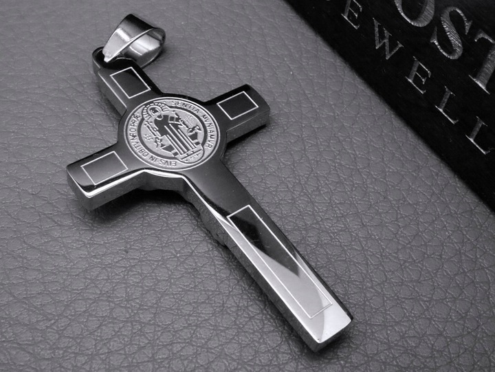 SREBRNY KRZYŻ KRZYŻYK NA ŁAŃCUSZEK DWUSTRONNY STAL CHIRURGICZNA PREMIUM