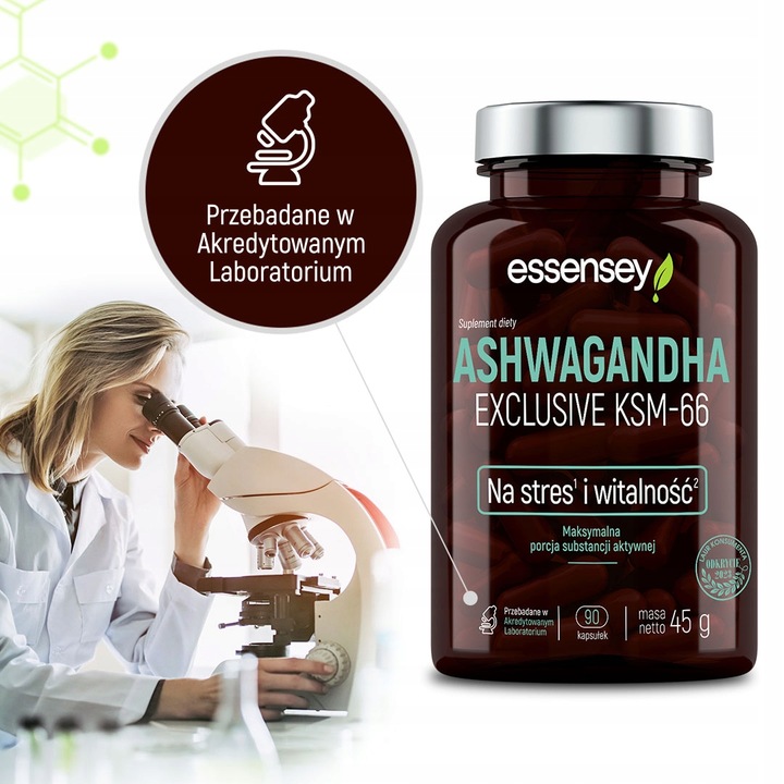 ASHWAGANDHA PREMIUM KSM-66 EKSTRAKT Z KORZENIA MAX PORCJA STRES SEN RELAKS
