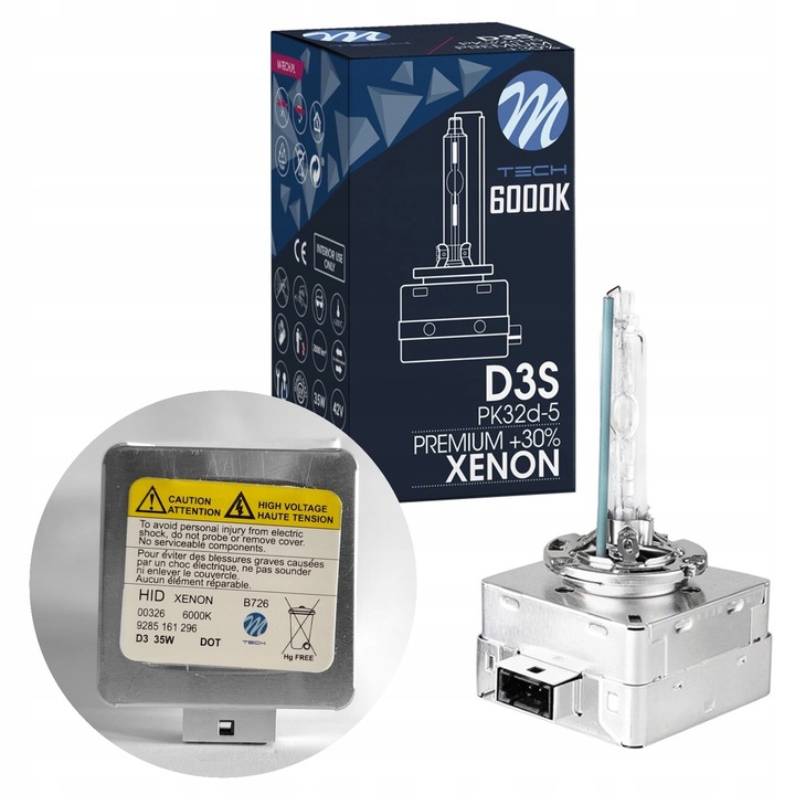 Żarówka KSENONOWA D3S 6000K M-Tech PREMIUM +30% Żarnik Ksenon