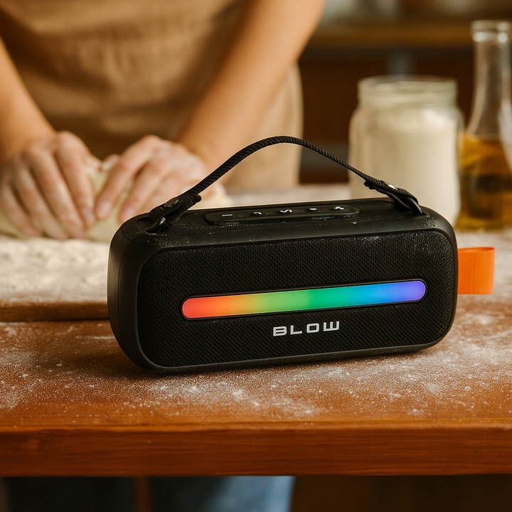 GŁOŚNIK BLUETOOTH PRZENOŚNY RADIO FM USB BEZPRZEWODOWY KARAOKE RGB MIKROFON