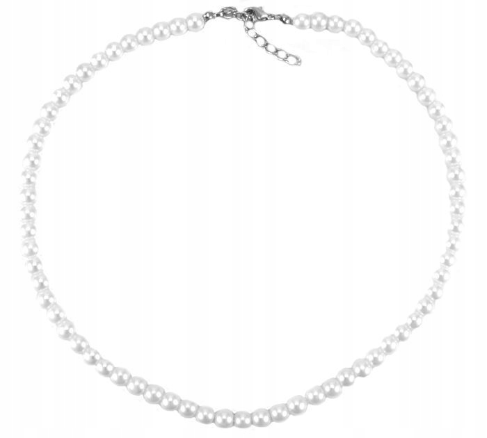 NASZYJNIK PERŁY SZKLANE BIAŁE 6 MM