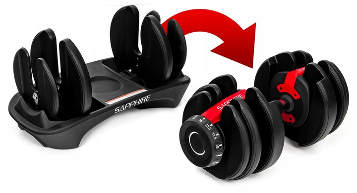 HANTEL REGULOWANY SAPPHIRE obciążenie 2,5KG - 24KG HANTLA 1x hantle SYSTEM