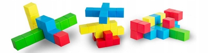 Kolorowe klocki magnetyczne kostki edukacyjne układanka 3d 69 elementów