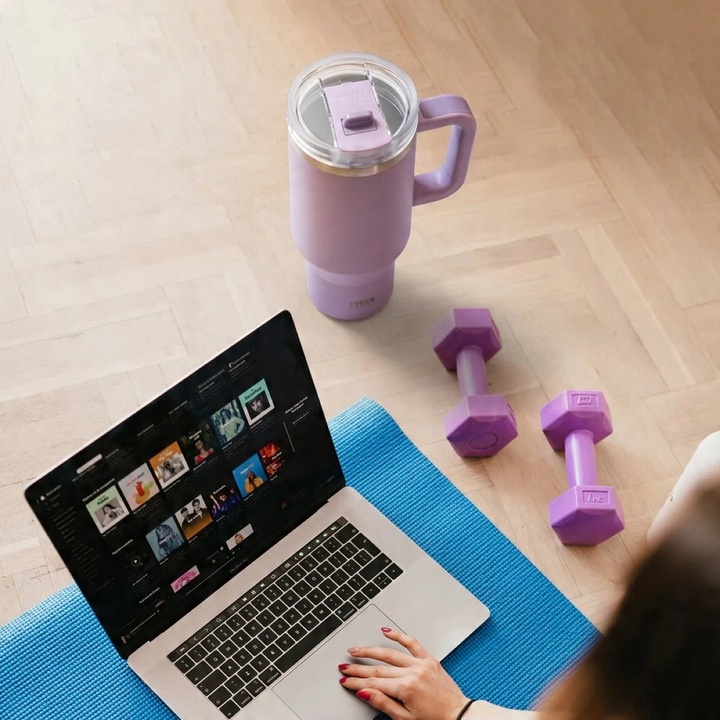 Kubek termiczny bidon na wode ze słomką teleskopową, termos do auta, 1200ml