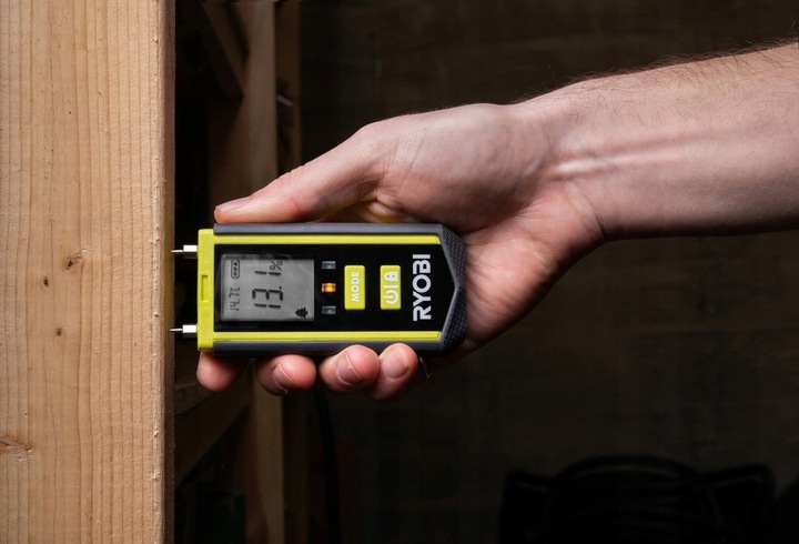 RYOBI MIERNIK WILGOTNOŚCI WILGOTNOŚCIOMIERZ DREWNA BETONU LED RBPINMM1