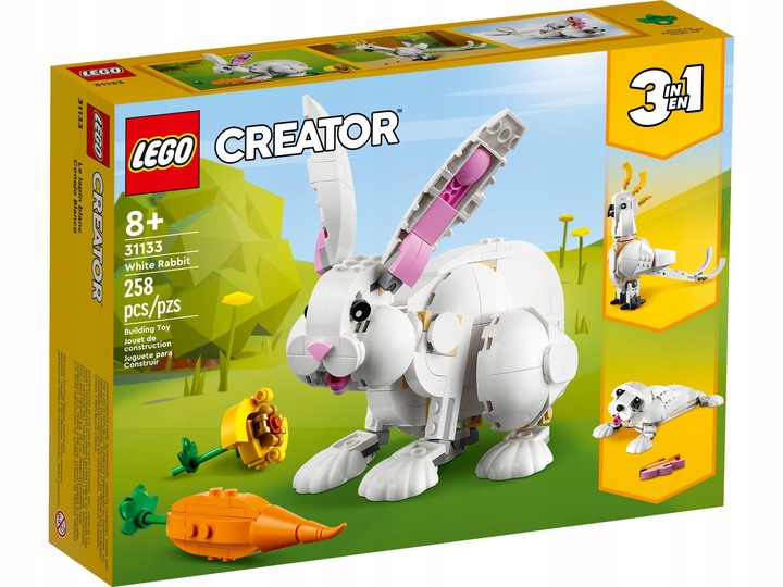 LEGO Jednorożec 31140 + Biały Królik 31133 Creator 3w1 ZWIERZĘTA Paw 3 w 1
