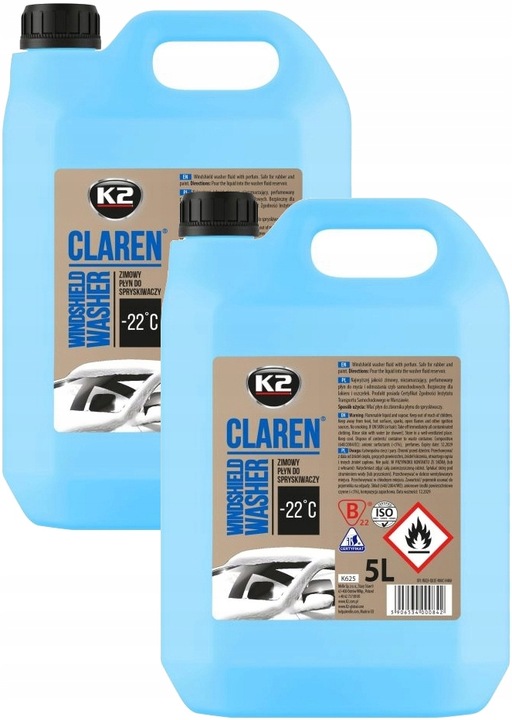 2x Zimowy Płyn Do Spryskiwaczy K2 Claren -22C 5L Mycie Szyb Skuteczny