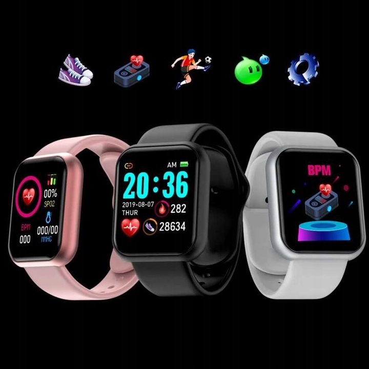 SMARTWATCH ZEGAREK KROKI PULSOKSYMETR TĘTNO FIT PL