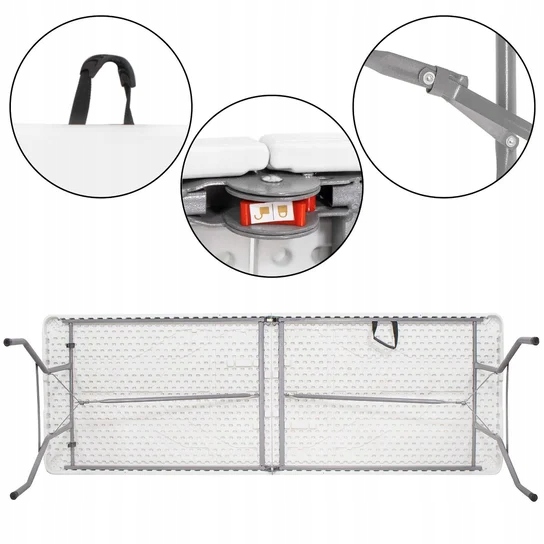 STÓŁ CATERINGOWY Składany w Walizkę TURYSTYCZNY Przenośny Rozkładany 180 cm