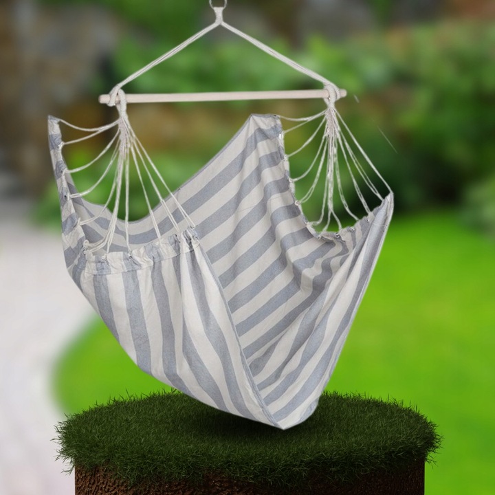 HAMAK FOTEL WISZĄCY OGRODOWY BRAZYLIJSKI BUJANY HUŚTAWKA KOKON SZARY