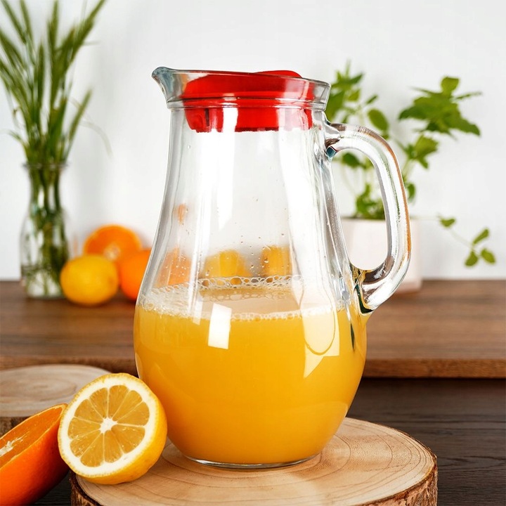 Dzbanek NA NAPOJE wodę sok lemoniadę do napojów szklany z pokrywką 2,1L