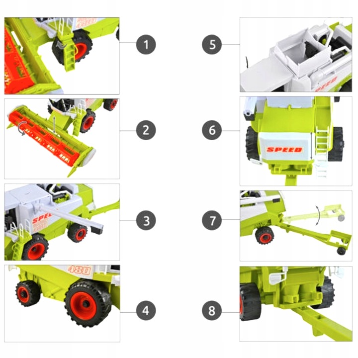 CLAAS LEXION DUŻY KOMBAJN ZBOŻOWY RUCHOME ELEMENTY NAPĘD TRAKTOR ZABAWKA