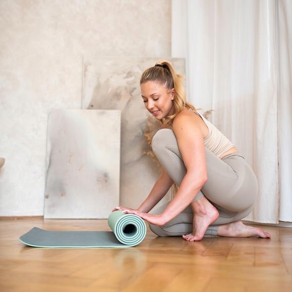 Mata materac miękka TPE podwójna warstwa 182x61cm ZESTAW z pokrowcem +paski