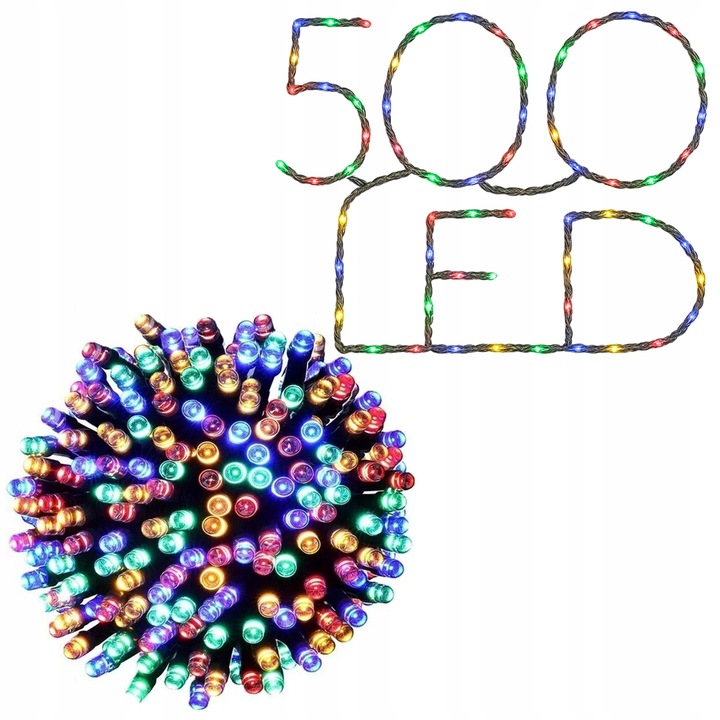 Lampki Światełka Choinkowe 500 LED MULTI KOLOR ZEWNĘTRZNE WEWNĘTRZNE MOCNE