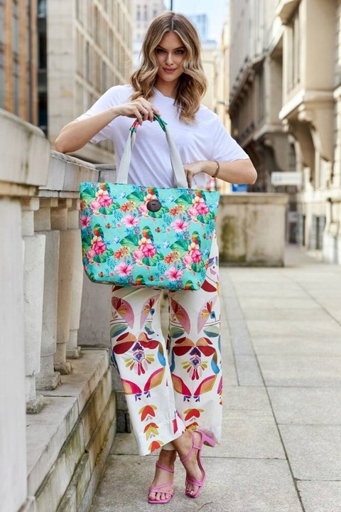 Torba Plażowa Duża Zapinana Na Zamek Torebka Shopper z Podszewką Piknik XXL