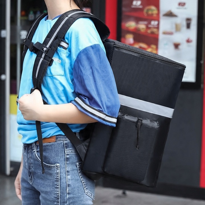 PLECAK TERMICZNY DUŻY DOSTAWCZY IDEALNY NA UBER EATS, GLOVO czarny 35L