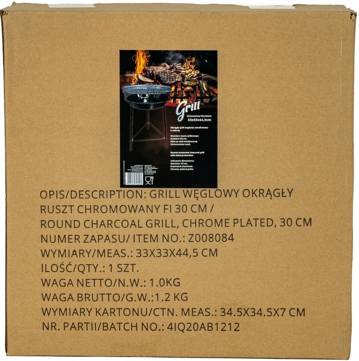 GRILL WĘGLOWY OGRODOWY Rino Garden GW-RH-O Chromowany Ruszt Okrągły Stalowy