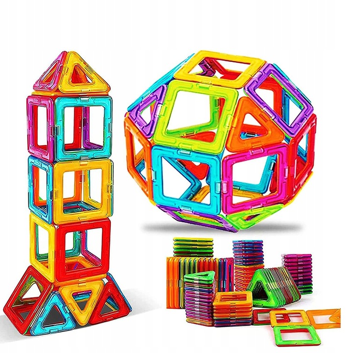DUŻE KLOCKI MAGNETYCZNE KAFELKI zestaw XXL 174 el Rainbow Magnetic Tiles