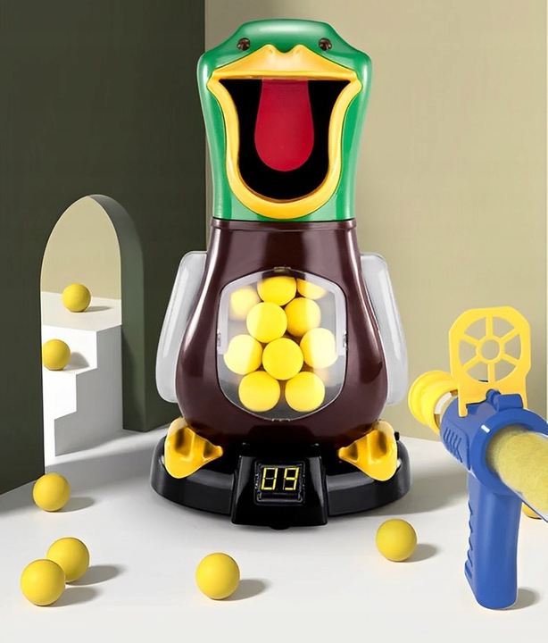 GŁODNA KACZKA STRZELANIE DO CELU KULKAMI GRA ZRĘCZNOŚCIOWA 2 x PISTOLET