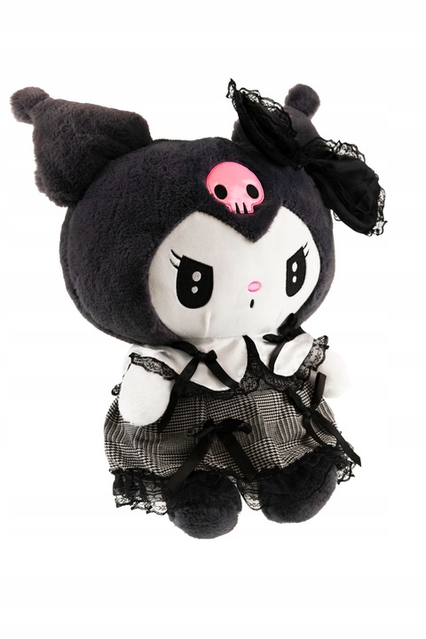 HELLO KITTY KUROMI MASKOTKA PLUSZAK ZABAWKA CZARNA SUKIENKA KOTEK 25CM