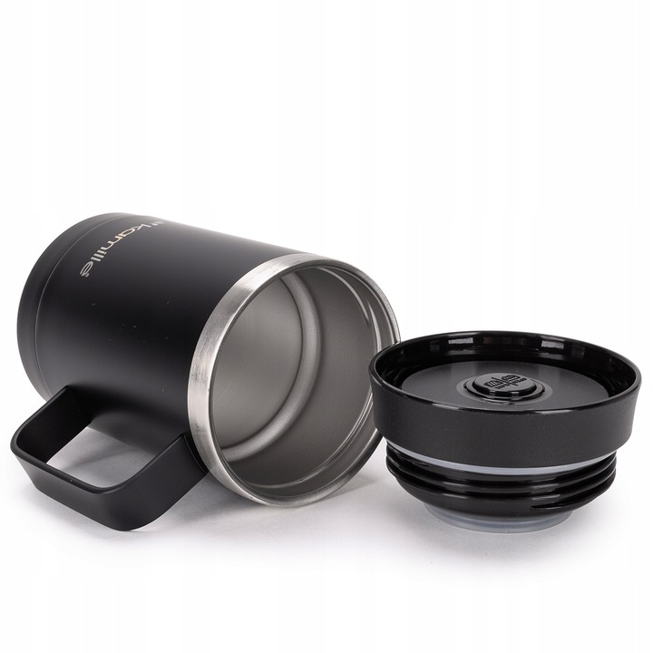 KUBEK TERMICZNY Z UCHEM TERMOS STALOWY SCZELNY pojemny bidon KAMILLE 360 ml