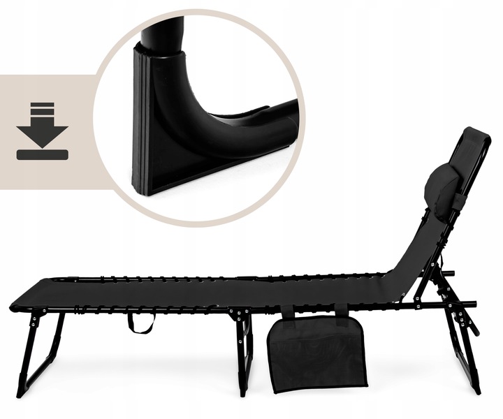 LEŻAK ogrodowy plażowy RIVA SKŁADANY leżanka REGULOWANY łóżko Z ZAGŁÓWKIEM