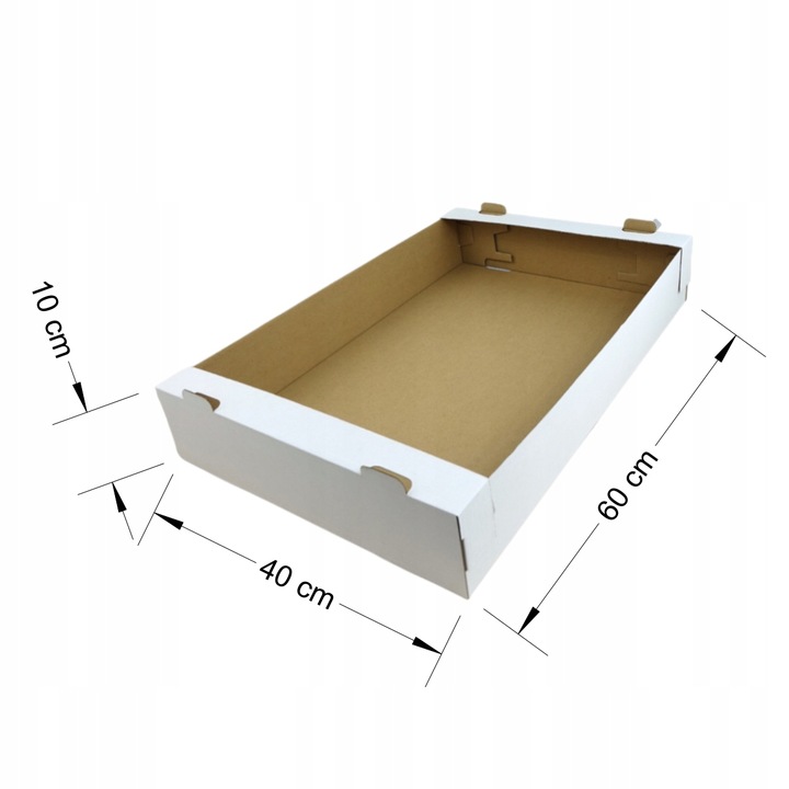 Tacka na ciasto biała 60x40x10 cm pudełko opakowanie karton na babeczki