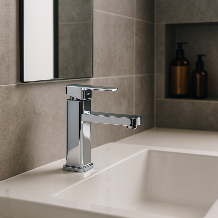 Bateria stojąca VETTÄ umywalkowa kran do umywalki zlewu chromowa niska