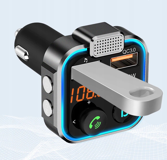 TRANSMITER FM BLUETOOTH SZYBKA ŁADOWARKA QC USB PD