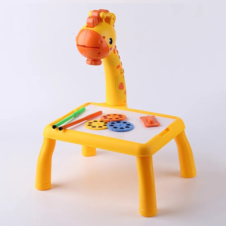 TABLICA Z PROJEKTOREM DO RYSOWANIA STOLIK Z ŻYRAFĄ PROJEKTOR RZUTNIK SLAJDY