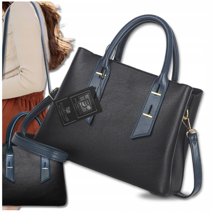 Torebka Skórzana Damska Czarna Na Ramię Torba Elegancka Pojemna Klasyczna