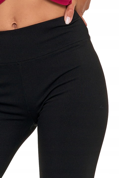 Moraj Prążkowane Damskie Legginsy z Wysokim Stanem 1500-013 czarny S/M