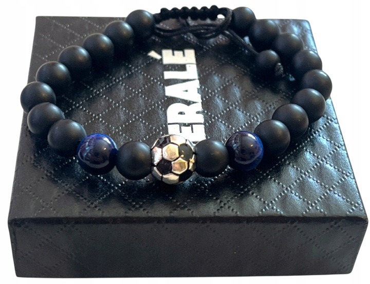 Bransoletka dla piłkarza chłopca czarny agat oko tygrysa na szczęście