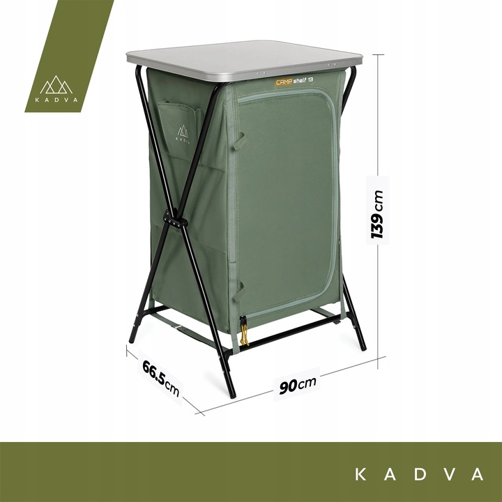 Szafka turystyczna KADVA CAMPshelf 13 zielony OS Aluminiowa powierzchnia