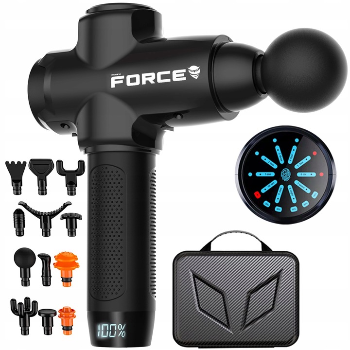 PISTOLET DO MASAŻU masażer do pleców ciała nóg karku stóp +12 KOŃCÓWEK 220W