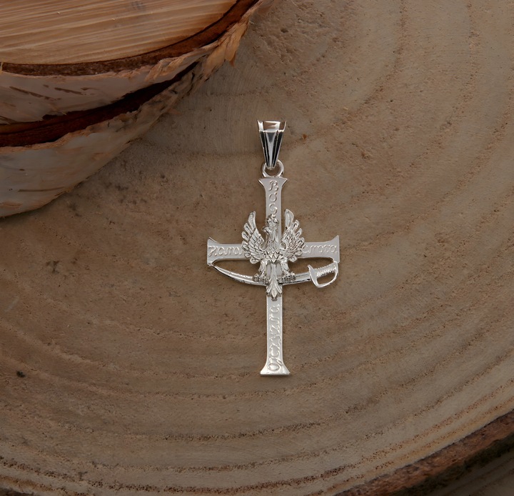 SREBRNY DUŻY KRZYŻ KRZYŻYK SREBRO PRÓBY 925 HONOR OJCZYZNA