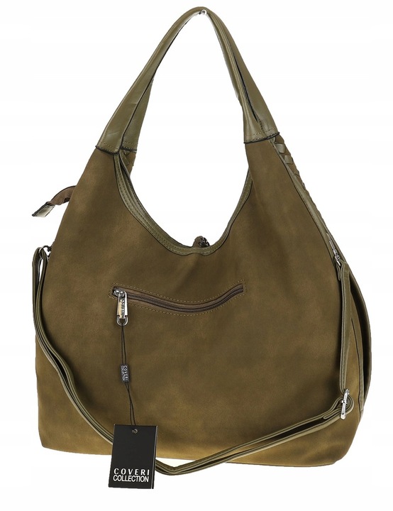 Torebka damska worek na ramię A4 elegancka pleciona pojemna CC6592 Zielona