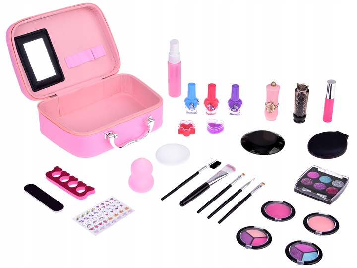 KUFEREK JEDNOROŻEC Z KOSMETYKAMI DLA DZIEWCZYNKI PAZNOKCIE MAKIJAŻ MAKE UP