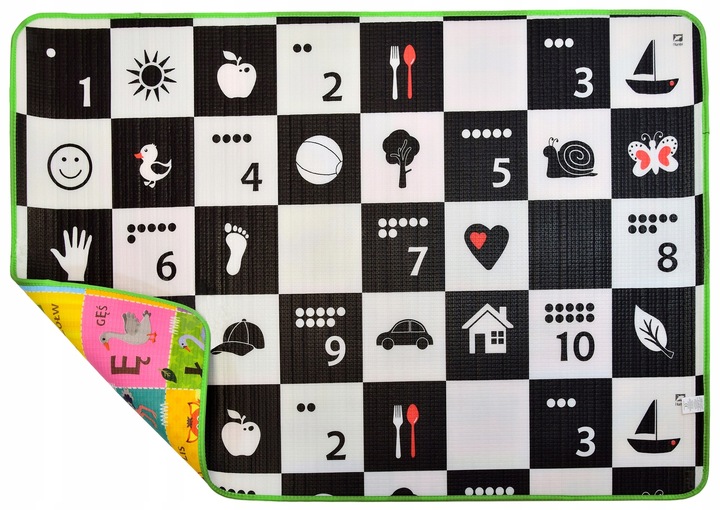 MATA PIANKOWA SZACHOWNICA POLSKI ALFABET 120x180x1CM DWUSTRONNA DUŻA GRUBA