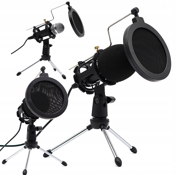 MIKROFON ZE STATYWEM STOJAKIEM DO NAGRYWANIA STUDYJNY YOUTUBE GAMING