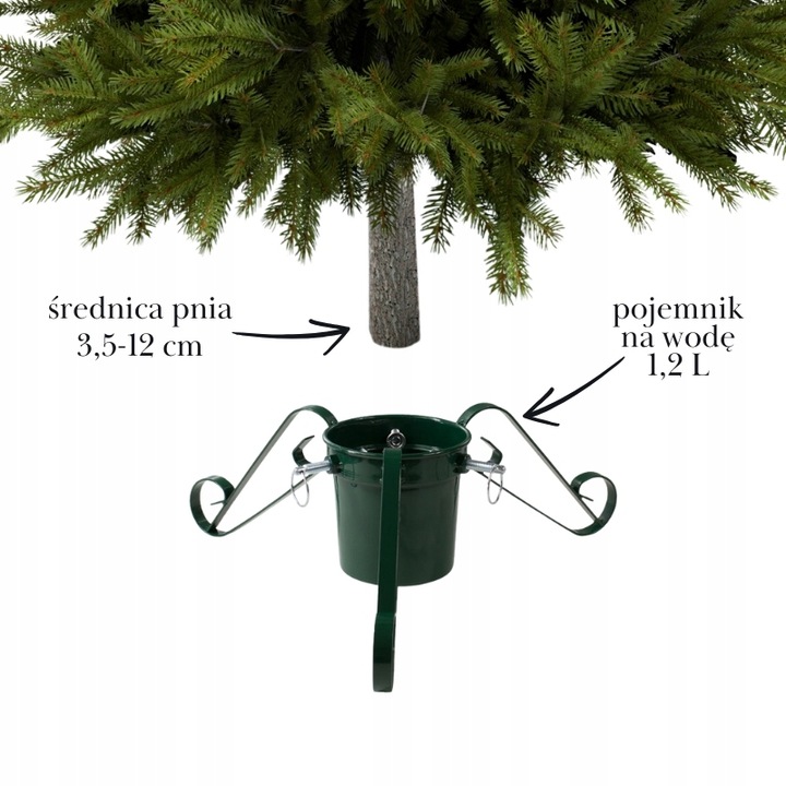 Stojak pod choinkę choinkowy METALOWY z pojemnikiem 2,1m STABILNY trójnóg