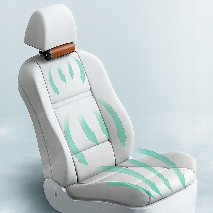 Wentylator samochodowy na zagłówek akumulatorowy USB 3 tryby brązowy